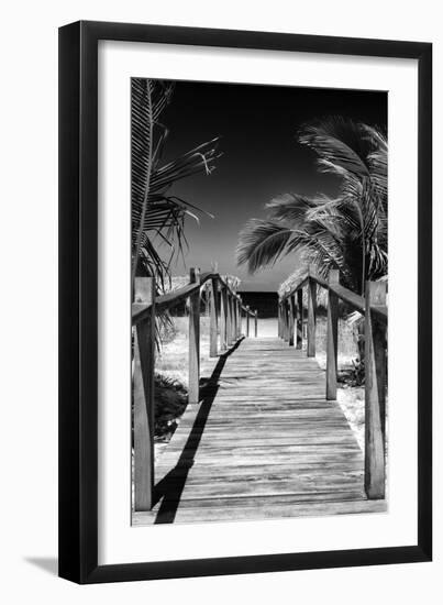 Cuba Fuerte Collection B&W - Wooden Pier on Tropical Beach VII-Philippe Hugonnard-Framed Photographic Print