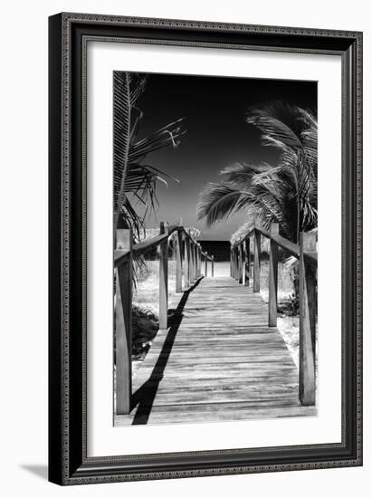 Cuba Fuerte Collection B&W - Wooden Pier on Tropical Beach VII-Philippe Hugonnard-Framed Photographic Print