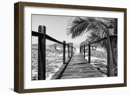 Cuba Fuerte Collection B&W - Wooden Pier on Tropical Beach VIII-Philippe Hugonnard-Framed Photographic Print