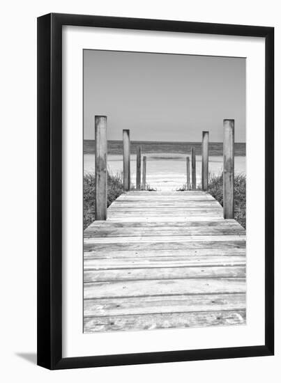 Cuba Fuerte Collection B&W - Wooden Pier on Tropical Beach X-Philippe Hugonnard-Framed Photographic Print