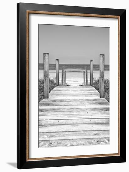 Cuba Fuerte Collection B&W - Wooden Pier on Tropical Beach X-Philippe Hugonnard-Framed Photographic Print