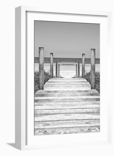 Cuba Fuerte Collection B&W - Wooden Pier on Tropical Beach X-Philippe Hugonnard-Framed Photographic Print