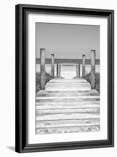 Cuba Fuerte Collection B&W - Wooden Pier on Tropical Beach X-Philippe Hugonnard-Framed Photographic Print