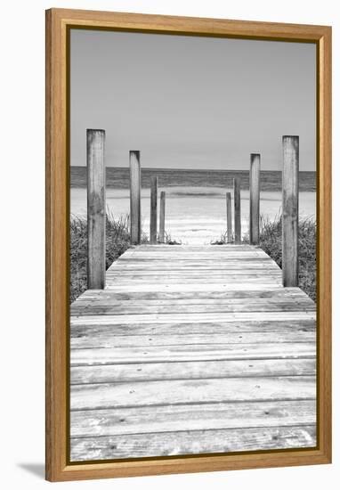 Cuba Fuerte Collection B&W - Wooden Pier on Tropical Beach X-Philippe Hugonnard-Framed Premier Image Canvas