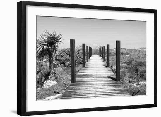 Cuba Fuerte Collection B&W - Wooden Pier on Tropical Beach-Philippe Hugonnard-Framed Photographic Print