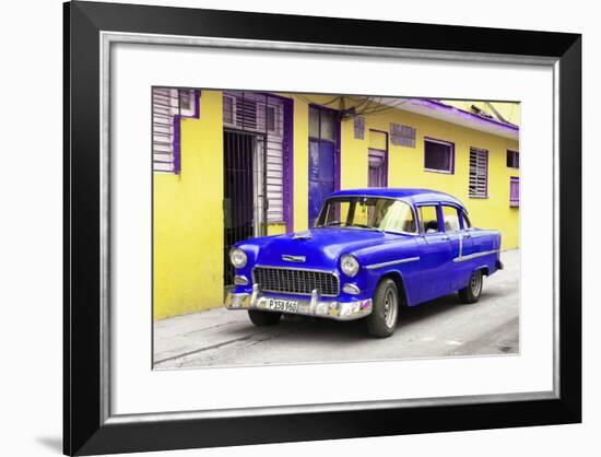 Cuba Fuerte Collection - Beautiful Classic American Blue Car-Philippe Hugonnard-Framed Photographic Print