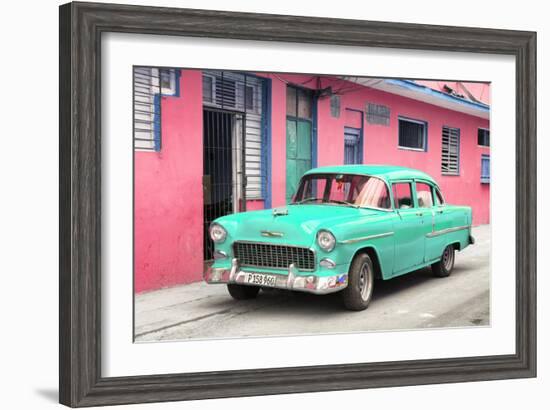 Cuba Fuerte Collection - Beautiful Classic American Turquoise Car-Philippe Hugonnard-Framed Photographic Print