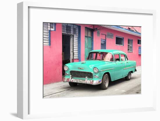 Cuba Fuerte Collection - Beautiful Classic American Turquoise Car-Philippe Hugonnard-Framed Photographic Print