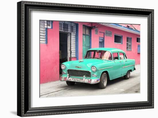 Cuba Fuerte Collection - Beautiful Classic American Turquoise Car-Philippe Hugonnard-Framed Photographic Print