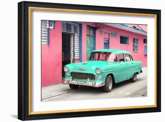 Cuba Fuerte Collection - Beautiful Classic American Turquoise Car-Philippe Hugonnard-Framed Photographic Print