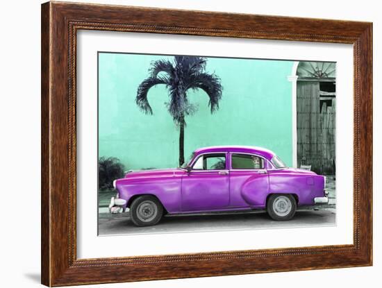 Cuba Fuerte Collection - Beautiful Retro Purple Car-Philippe Hugonnard-Framed Photographic Print