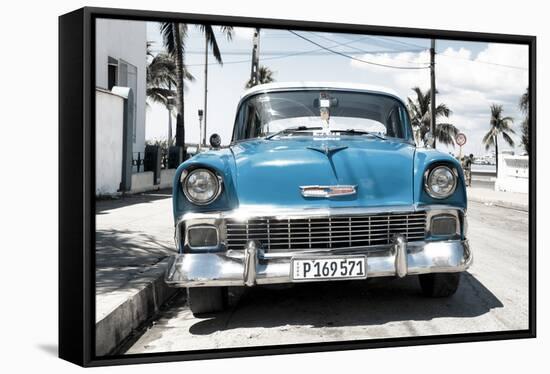 Cuba Fuerte Collection - Blue Chevy-Philippe Hugonnard-Framed Stretched Canvas