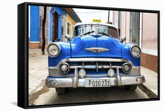 Cuba Fuerte Collection - Blue Cuban Taxi II-Philippe Hugonnard-Framed Premier Image Canvas
