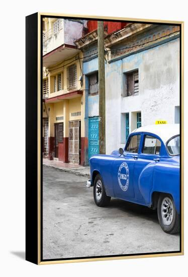 Cuba Fuerte Collection - Blue Taxi Car in Havana-Philippe Hugonnard-Framed Premier Image Canvas