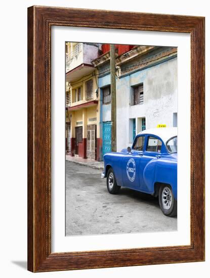 Cuba Fuerte Collection - Blue Taxi Car in Havana-Philippe Hugonnard-Framed Photographic Print