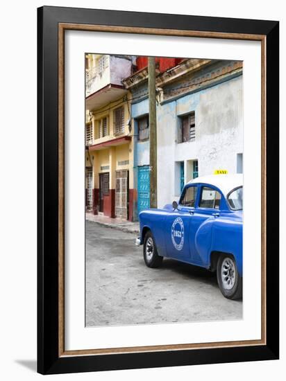 Cuba Fuerte Collection - Blue Taxi Car in Havana-Philippe Hugonnard-Framed Photographic Print