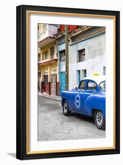 Cuba Fuerte Collection - Blue Taxi Car in Havana-Philippe Hugonnard-Framed Photographic Print