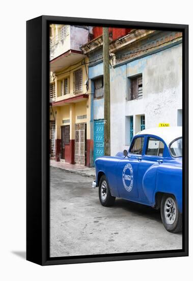 Cuba Fuerte Collection - Blue Taxi Car in Havana-Philippe Hugonnard-Framed Premier Image Canvas