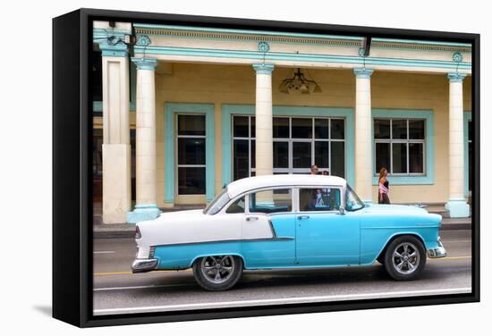 Cuba Fuerte Collection - Blue Vintage Car-Philippe Hugonnard-Framed Premier Image Canvas