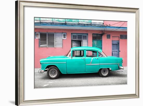 Cuba Fuerte Collection - Classic American Turquoise Car in Havana-Philippe Hugonnard-Framed Photographic Print