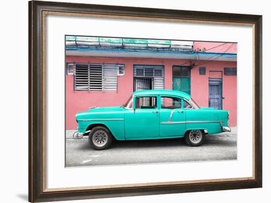 Cuba Fuerte Collection - Classic American Turquoise Car in Havana-Philippe Hugonnard-Framed Photographic Print