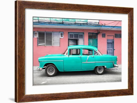 Cuba Fuerte Collection - Classic American Turquoise Car in Havana-Philippe Hugonnard-Framed Photographic Print