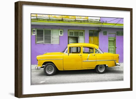 Cuba Fuerte Collection - Classic American Yellow Car in Havana-Philippe Hugonnard-Framed Photographic Print