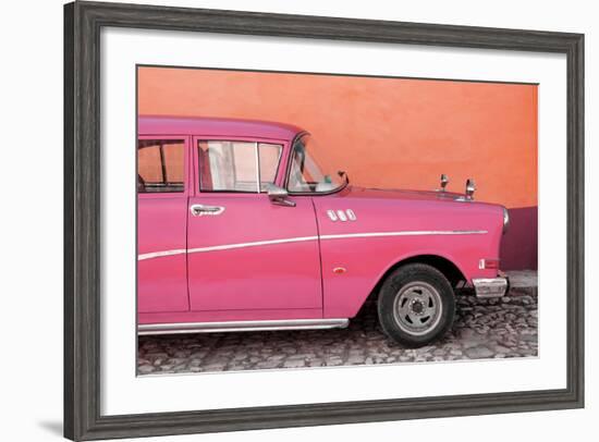 Cuba Fuerte Collection - Close-up of Retro Dark Pink Car-Philippe Hugonnard-Framed Photographic Print