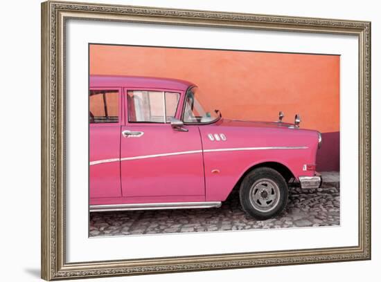 Cuba Fuerte Collection - Close-up of Retro Dark Pink Car-Philippe Hugonnard-Framed Photographic Print