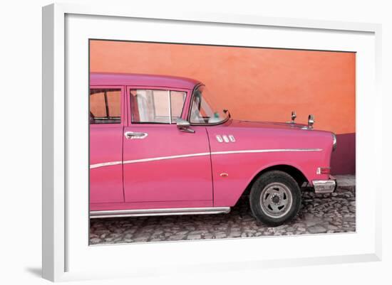 Cuba Fuerte Collection - Close-up of Retro Dark Pink Car-Philippe Hugonnard-Framed Photographic Print