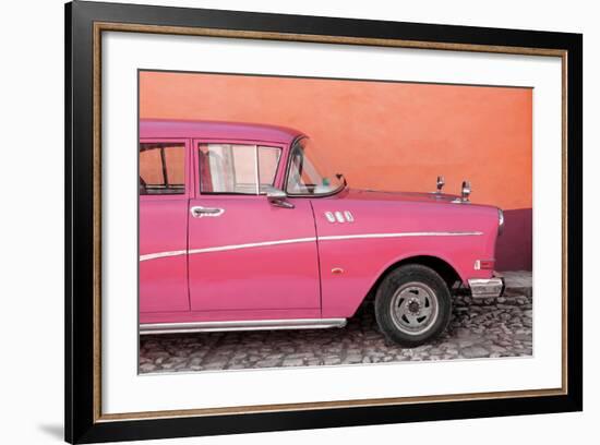 Cuba Fuerte Collection - Close-up of Retro Dark Pink Car-Philippe Hugonnard-Framed Photographic Print