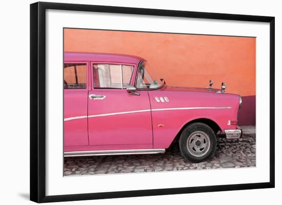 Cuba Fuerte Collection - Close-up of Retro Dark Pink Car-Philippe Hugonnard-Framed Photographic Print