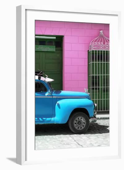 Cuba Fuerte Collection - Close-up of Skyblue Vintage Car-Philippe Hugonnard-Framed Photographic Print