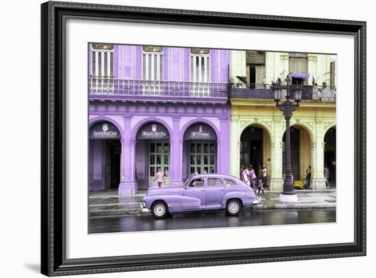 Cuba Fuerte Collection - Colorful Architecture and Mauve Classic Car-Philippe Hugonnard-Framed Photographic Print