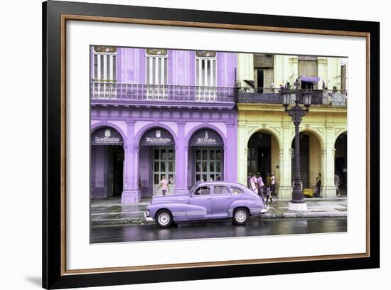 Cuba Fuerte Collection - Colorful Architecture and Mauve Classic Car-Philippe Hugonnard-Framed Photographic Print