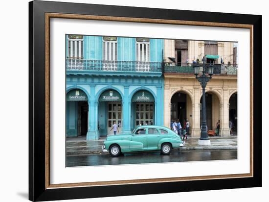 Cuba Fuerte Collection - Colorful Architecture and Turquoise Classic Car-Philippe Hugonnard-Framed Photographic Print