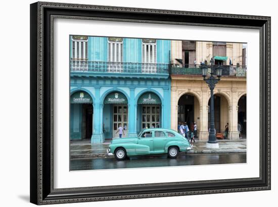 Cuba Fuerte Collection - Colorful Architecture and Turquoise Classic Car-Philippe Hugonnard-Framed Photographic Print