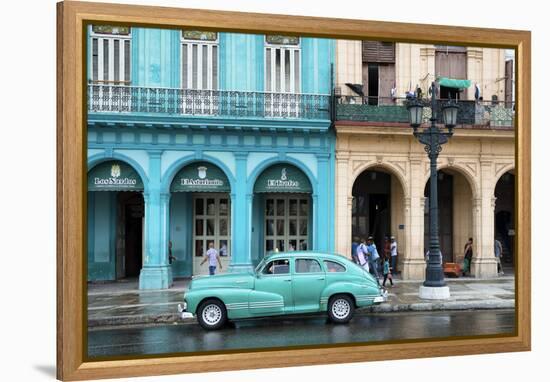 Cuba Fuerte Collection - Colorful Architecture and Turquoise Classic Car-Philippe Hugonnard-Framed Premier Image Canvas