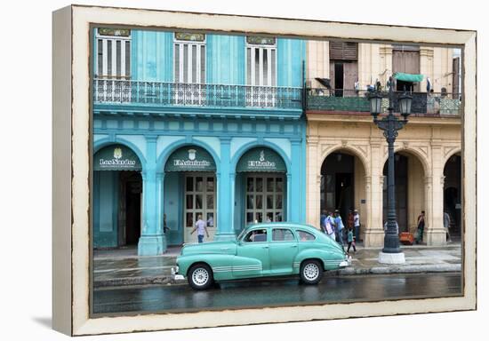 Cuba Fuerte Collection - Colorful Architecture and Turquoise Classic Car-Philippe Hugonnard-Framed Premier Image Canvas