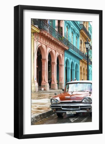 Cuba Fuerte Collection - Colorful Buildings and Red Taxi Car-Philippe Hugonnard-Framed Photographic Print