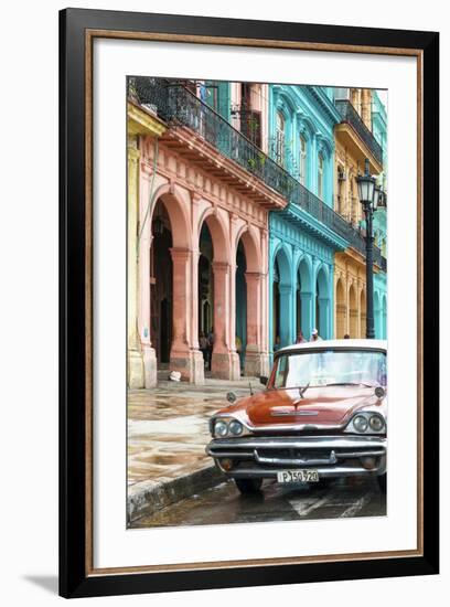 Cuba Fuerte Collection - Colorful Buildings and Red Taxi Car-Philippe Hugonnard-Framed Photographic Print