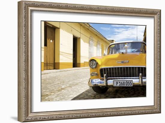 Cuba Fuerte Collection - Cuban Yellow Car in the Street-Philippe Hugonnard-Framed Photographic Print