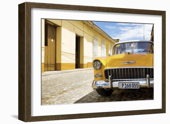 Cuba Fuerte Collection - Cuban Yellow Car in the Street-Philippe Hugonnard-Framed Photographic Print