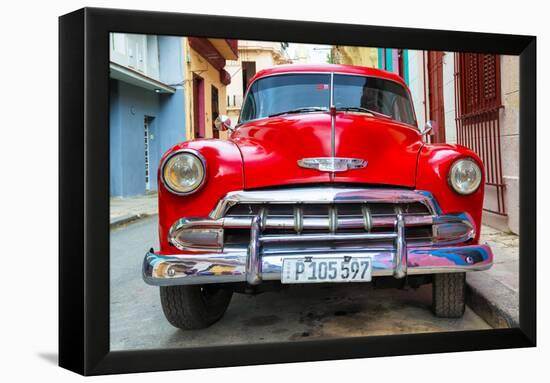 Cuba Fuerte Collection - Detail on Red Classic Chevy-Philippe Hugonnard-Framed Premier Image Canvas