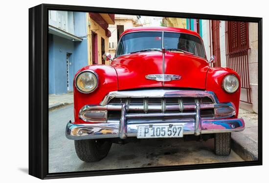 Cuba Fuerte Collection - Detail on Red Classic Chevy-Philippe Hugonnard-Framed Premier Image Canvas