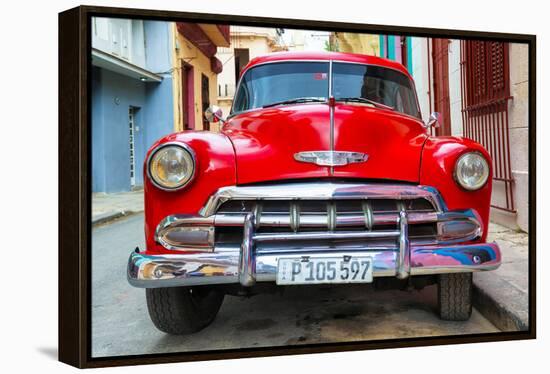 Cuba Fuerte Collection - Detail on Red Classic Chevy-Philippe Hugonnard-Framed Premier Image Canvas