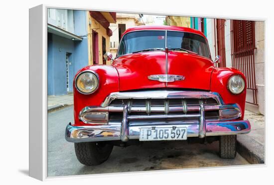 Cuba Fuerte Collection - Detail on Red Classic Chevy-Philippe Hugonnard-Framed Premier Image Canvas