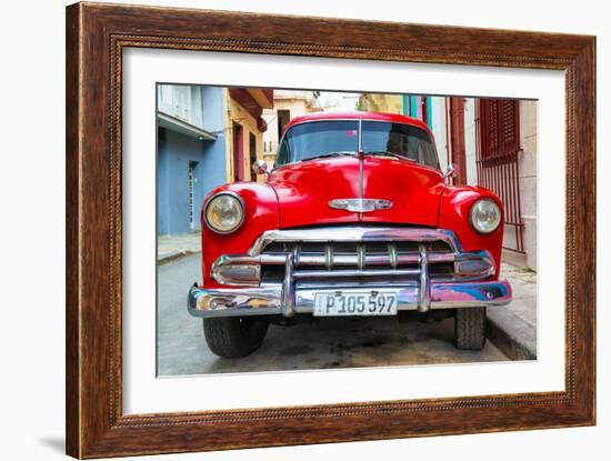 Cuba Fuerte Collection - Detail on Red Classic Chevy-Philippe Hugonnard-Framed Photographic Print