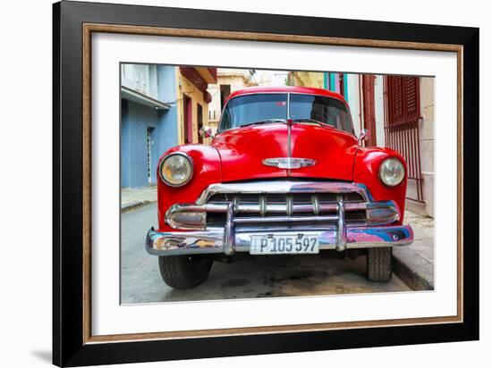 Cuba Fuerte Collection - Detail on Red Classic Chevy-Philippe Hugonnard-Framed Photographic Print