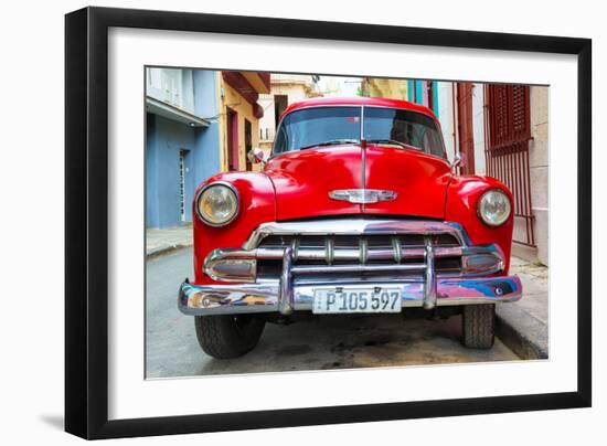 Cuba Fuerte Collection - Detail on Red Classic Chevy-Philippe Hugonnard-Framed Photographic Print